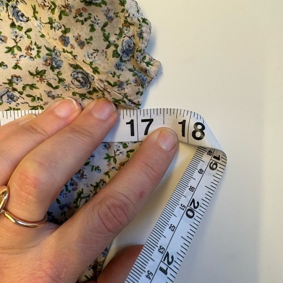 Forever 21 Blue Green A-line Mini Dress dainty floral Flutter Sleeves size Small - Picture 7 of 10